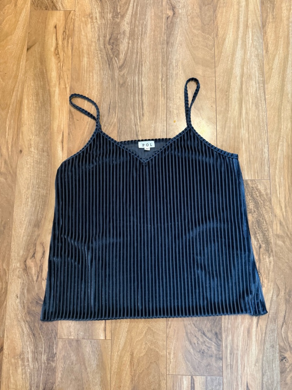 POL Black and Blue Ribbed Velvet Camisole